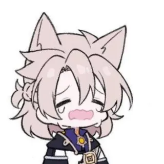 😭 Albedo Genshin Impact Albedo, Genshin Impact, anime, orelhas de gato, chibi, triste whatsapp sticker