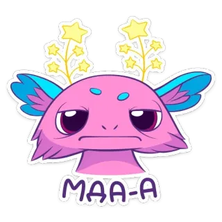 😐 MAA-A potwór, fioletowy, zmęczony, naklejka, kreskówka, obcy whatsapp sticker