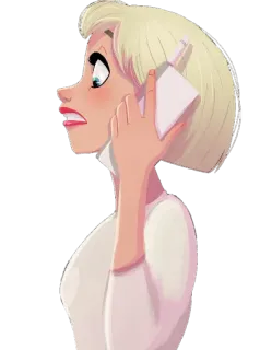 😰 женщина, телефон, разговор, мультфильм, блондинка, общение telegram sticker