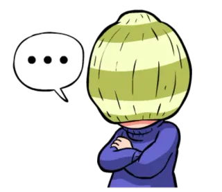 😐 ... pensando, bocadillo, pregunta, dibujos animados telegram sticker