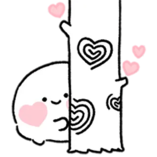 🌲 dễ thương, trái tim, kawaii, tình yêu, cây, hoạt hình, nhân vật telegram sticker