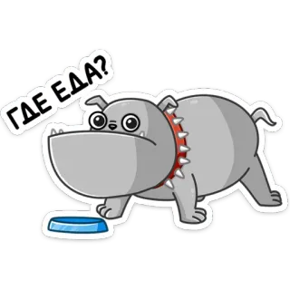 ❓ ГДЕ ЕДА? chien, dessin animé, animal de compagnie, nourriture, faim, russe whatsapp sticker