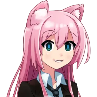 🙃 anime, cat girl, pink hair, cartoon, manga, illustration telegram sticker
