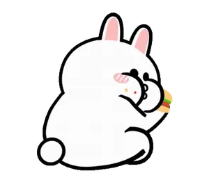 🤪 bunny, rabbit, eating, cute, cartoon, sandwich telegram sticker