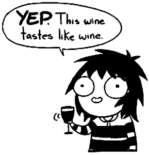 🍷 YEP. This wine tastes like wine. wine, humor, cartoon, beverage, tasting whatsapp sticker