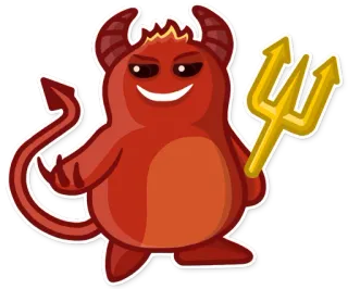 😁 devil, demon, cartoon, pitchfork, red, monster, halloween whatsapp sticker