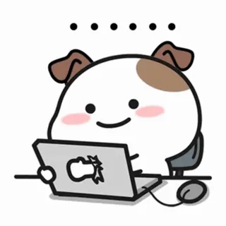 😂 cane, laptop, computer, animale, cartone animato telegram sticker