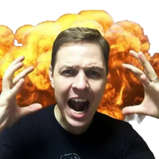 😡 eksplozja, złość, mężczyzna, ogień, emocjonalne, szok telegram sticker