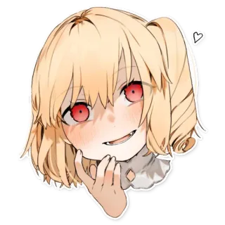 😀 Anime, Chica, Pelo Rubio, Linda, Dibujo Animado, Ojos Rojos, Corazón telegram sticker