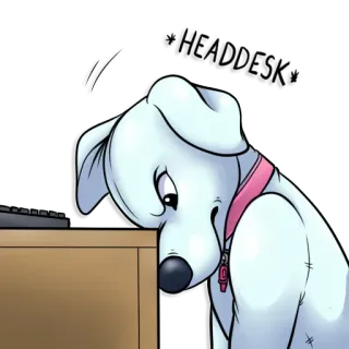 😤 HEADDESK perro, dibujo animado, cansado, headdesk, frustrado, cachorro telegram sticker