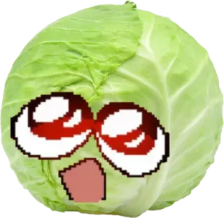 😫 repolho, vegetal, comida, olhos, engraçado, meme, desenho animado telegram sticker