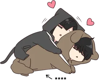 😴 dormire, carino, kawaii, cuori, costume animale telegram sticker