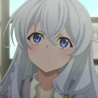 🍃 anime, girl, cute, white hair, purple eyes telegram sticker