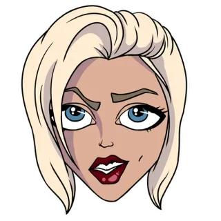 💋 donna, cartone animato, faccia, donna, ritratto, illustrazione whatsapp sticker