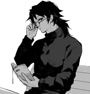 🌟 Winnie Anime, Hombre, Leyendo, Gafas, Sentado, Banco telegram sticker