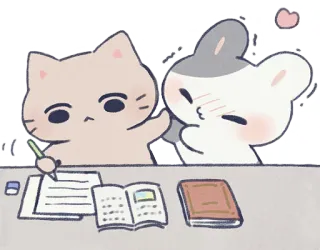 📖 Katze, Hase, Lernen, süß, Cartoon, kawaii whatsapp sticker