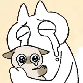 😭 crying, sad, emotional, cartoon, cute, animal, tears, illustration telegram sticker