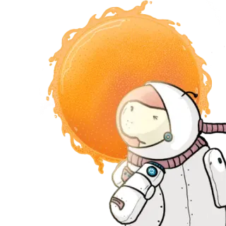 ☀️ астронавт, космос, солнце, мультфильм, исследование whatsapp sticker