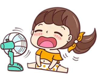 🌬 dibujo animado, chica, fan, caliente, sudando, verano telegram sticker