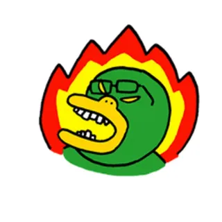 😡 Мультфильм, Утка, Пламя, Очки, Зеленый, Злой telegram sticker