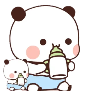 🐻 Panda, Bayi, Susu, Botol, Lucu, Kartun telegram sticker