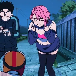 😊 Anime, Ulica, Noc, Przyjaciele, Kreskówka, Para, Retro telegram sticker