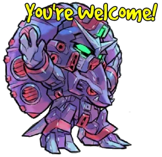 😌 You're Welcome! Roboter, Anime, Gundam, Mecha, Danke, Gruß, Cartoon telegram sticker