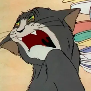 😭 Tom Cat Tom and Jerry cartoon, cat, exhausted, disaster, shocked, cartoon character telegram sticker