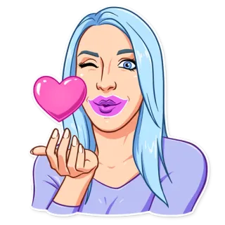😘 femme, fille, bisou, cœur, dessin animé, autocollant telegram sticker