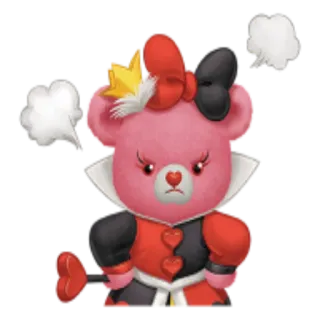 😡 arrabbiato, regina, orso, cartone animato, corona, cuore telegram sticker