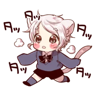 🏃 Chibi, Katze, Süß, Anime, Manga, Cartoon, Kawaii, Ohren telegram sticker