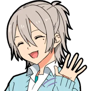 👋 animé, dessin animé, vague, garçon, souriant telegram sticker