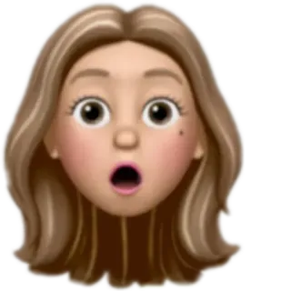 😲 Emoji, Memoji, Schockiert, Überrascht, Frau, Avatar telegram sticker