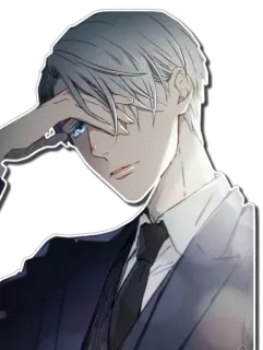 😒 Anime, Manga, Hombre, Personaje, Traje, Corbata, Arte digital, Ilustración telegram sticker