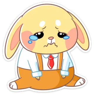 😢 traurig, weinend, Hase, Cartoon, Emotion, verärgert, Tränen telegram sticker