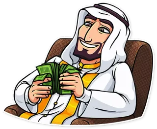 ☺️ uang, kaya, kekayaan, arab, kartun, syekh, mewah telegram sticker