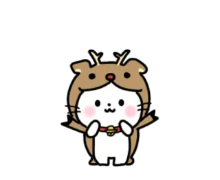 🎃 кот, животное, милый, олень, Рождество, праздник, мультфильм, наклейка whatsapp sticker