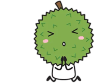 🙏 Durian, Owoc, Kawaii, Słodkie, Jedzenie, Kreskówka, Naklejka telegram sticker