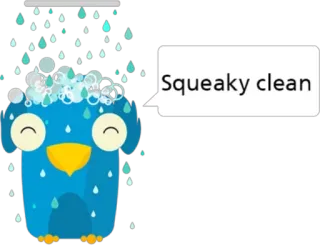 🌧 Squeaky clean limpo, duche, bolhas, água, fofo, pássaro telegram sticker