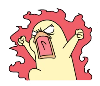 😤 Hoạt hình, Tức giận, Gà, Ngọn lửa, Đỏ telegram sticker