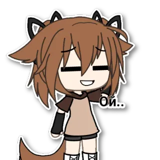 😅 Ой.. Gacha Life, аватар, анимированный, каштановые волосы telegram sticker