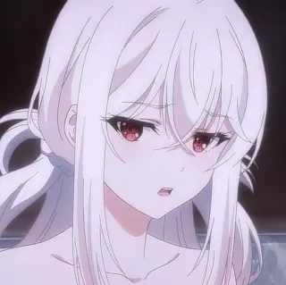 🤍 anime, girl, red eyes, white hair, cute whatsapp sticker