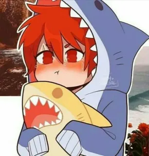 🥀 Animé, Requin, Pleurs, Dessin animé, Sticker, Émotionnel, Kawaii telegram sticker
