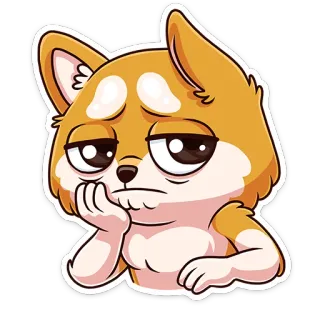☹ cachorro, filhote, triste, emoji, desenho animado, animal telegram sticker
