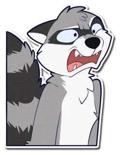 😖 енот, мультфильм, животное, выражение лица, в шоке, испуганный whatsapp sticker