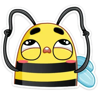 😒 ハチ, 昆虫, 翼, 動物, かわいい, 黄色, 黒 telegram sticker