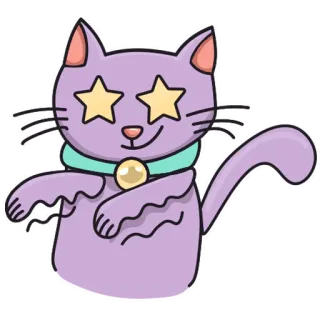 🤩 кот, стикер, мультфильм, животное, звезды, милый, фиолетовый telegram sticker