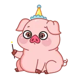 🥳 cochon, mignon, animal, dessin animé, fête, chapeau telegram sticker