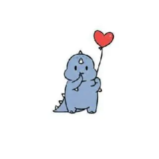🤍 dinosaur, cute, cartoon, heart, balloon, animal telegram sticker