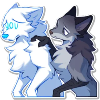 😔 you หมาป่า, เศร้า, ปลอบโยน, สัตว์, มิตรภาพ, การ์ตูน telegram sticker